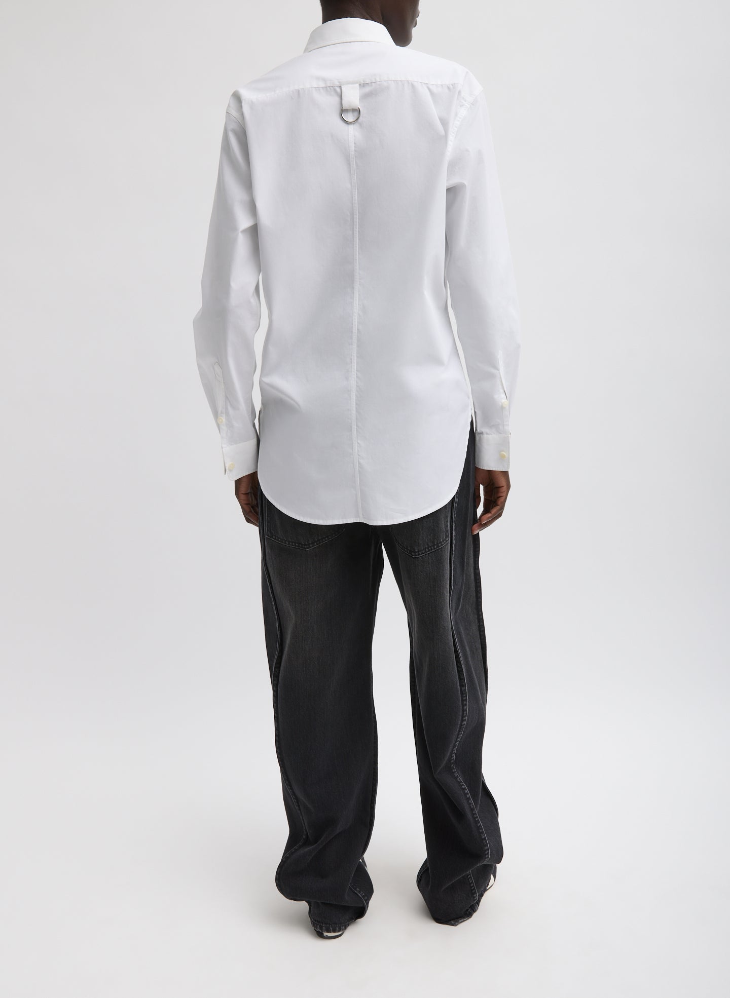 White Charlie Men's Slim Shirt - full look, back view on model