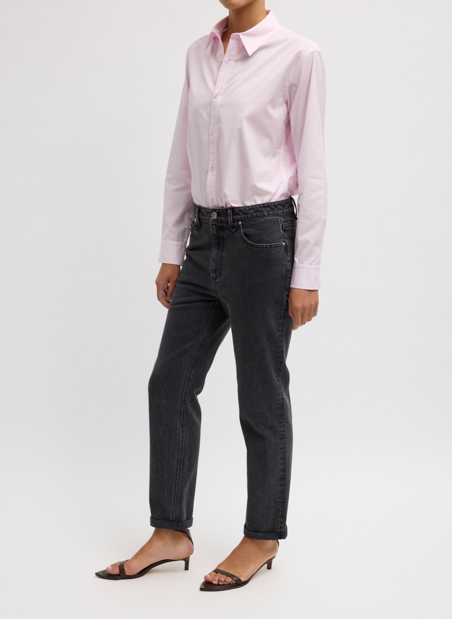 Black Denim Willem Jean - slim cut jean, side view on model