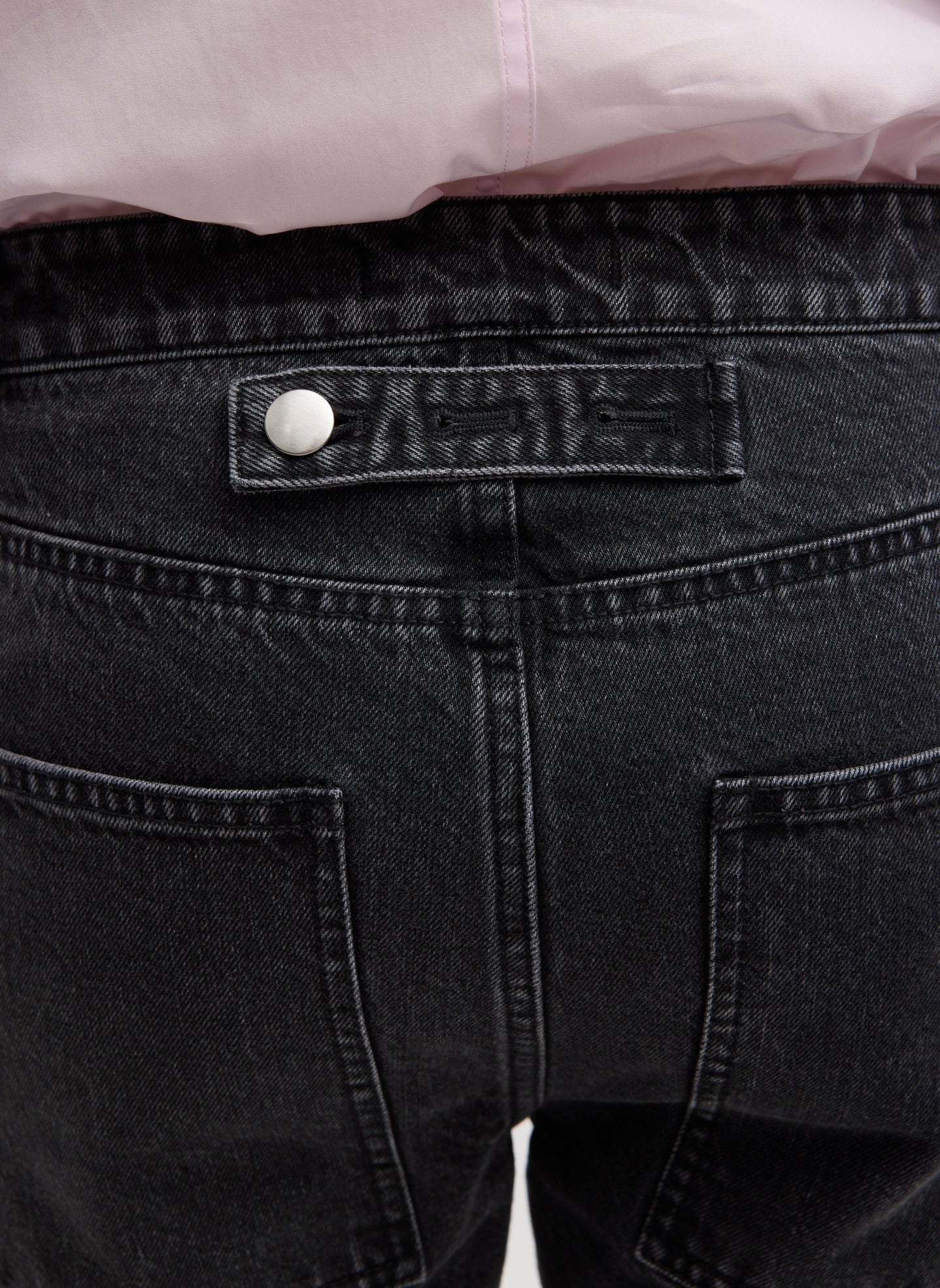 Black Denim Willem Jean - closeup of back detail
