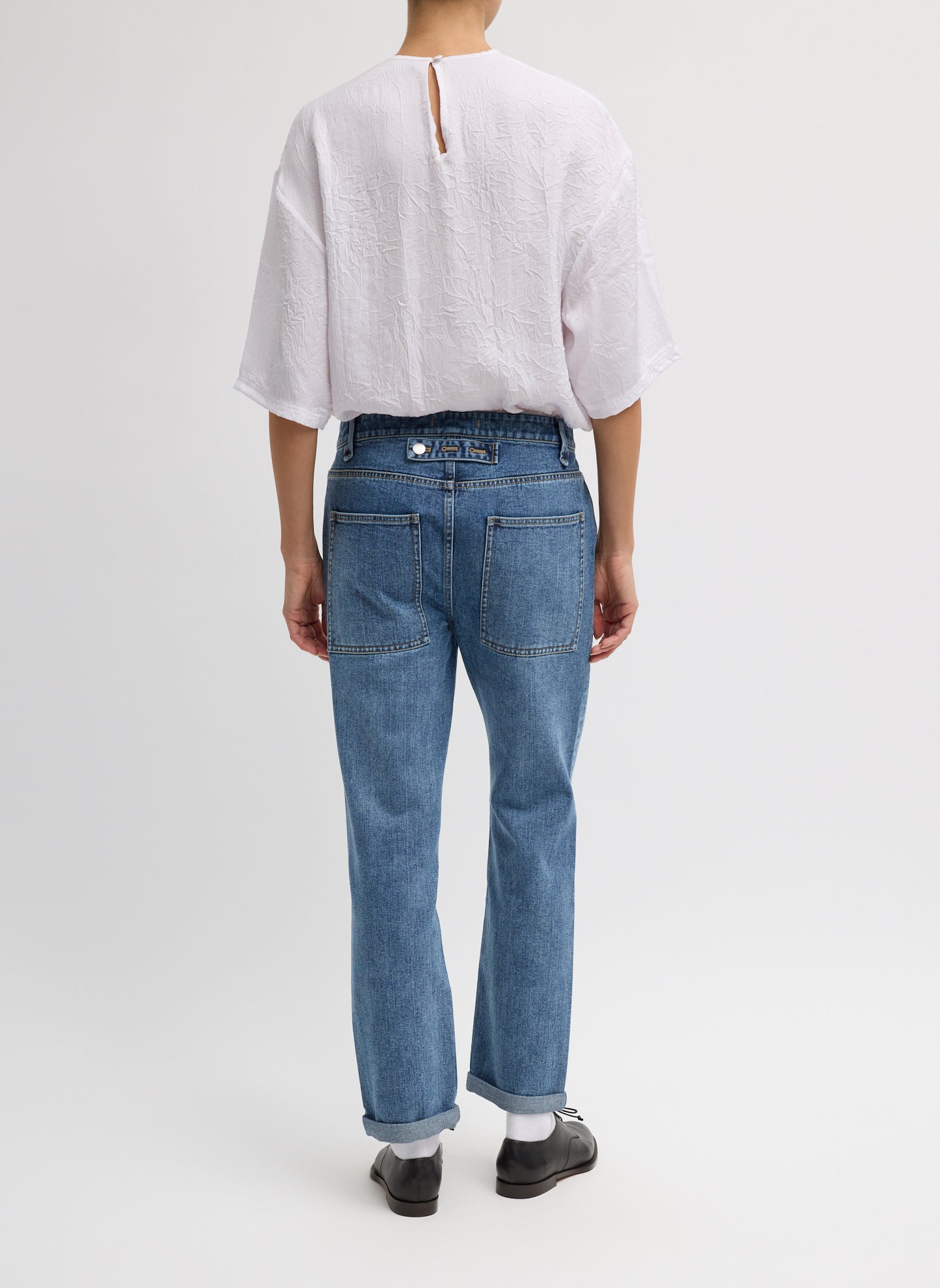 Classic Wash Denim Willem Jean - straight leg, slim fit back view on model