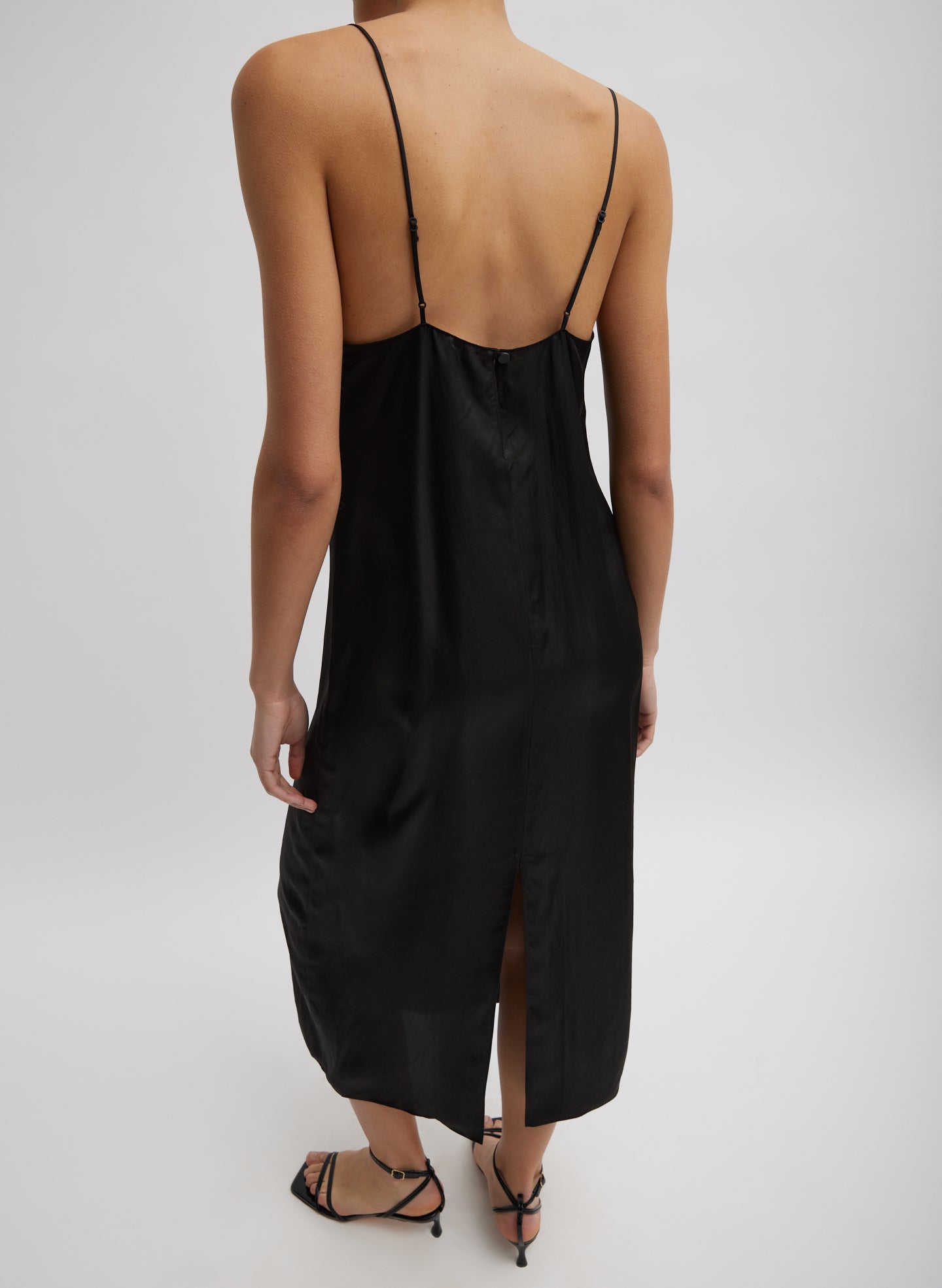 Black Slip Dress - back view on model