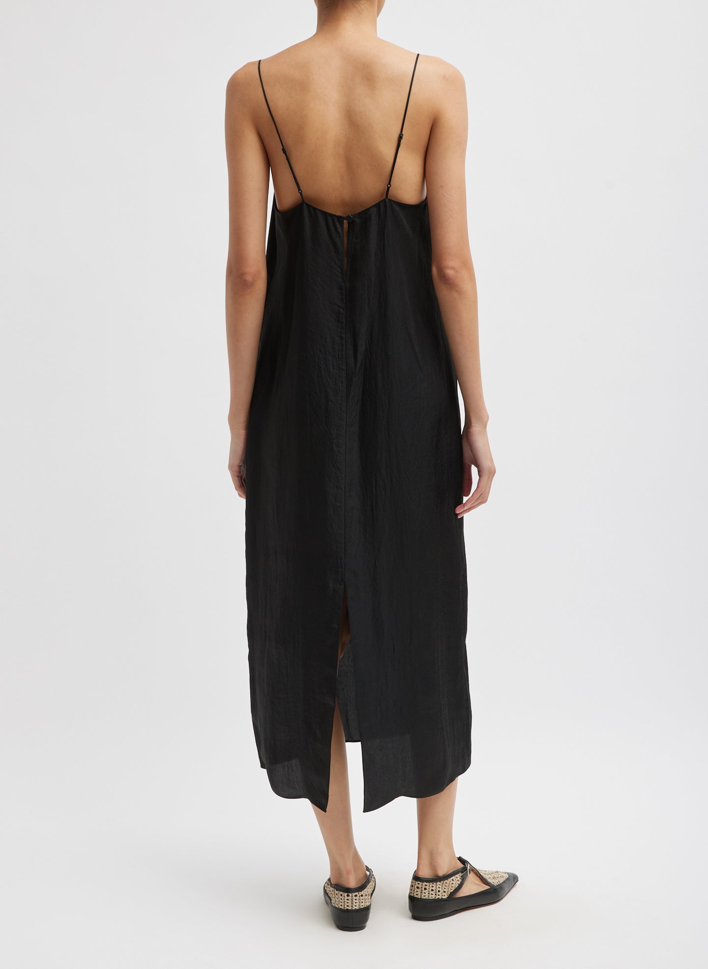 Black Slip Dress - back view on model