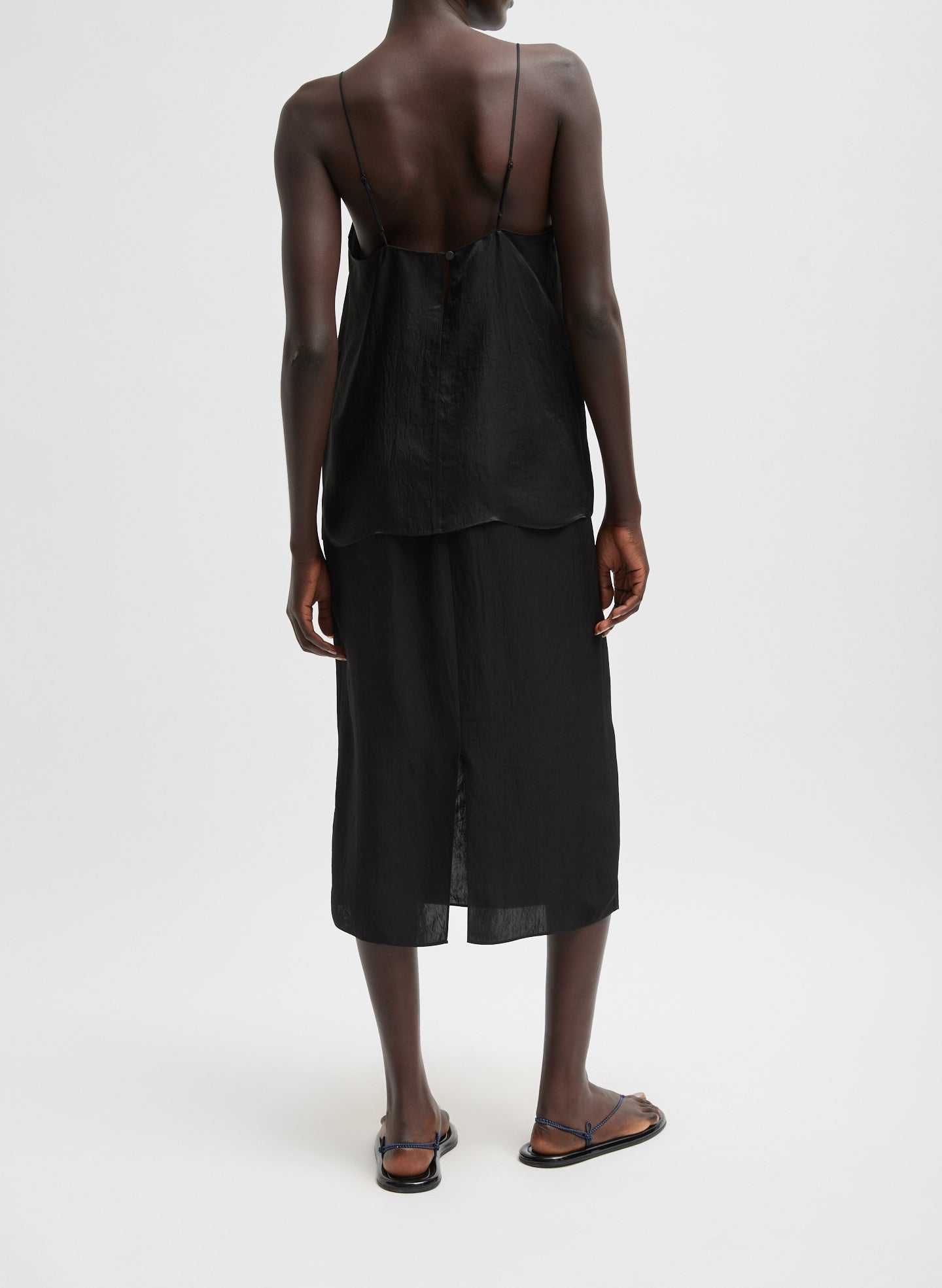 Black Slip Skirt - full look, back view on model