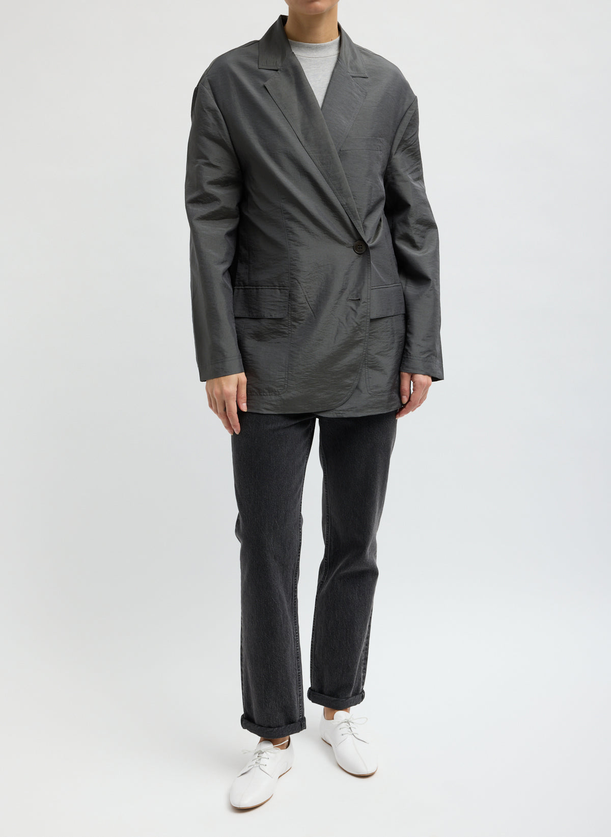 Metal Crispy Nylon Liam Blazer - front view on model