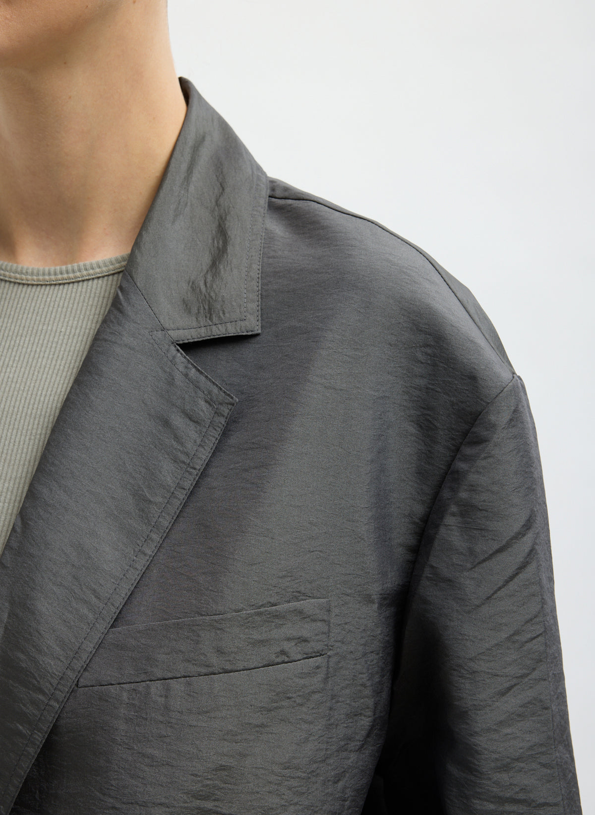 Metal Crispy Nylon Liam Blazer - closeup of lapel detail