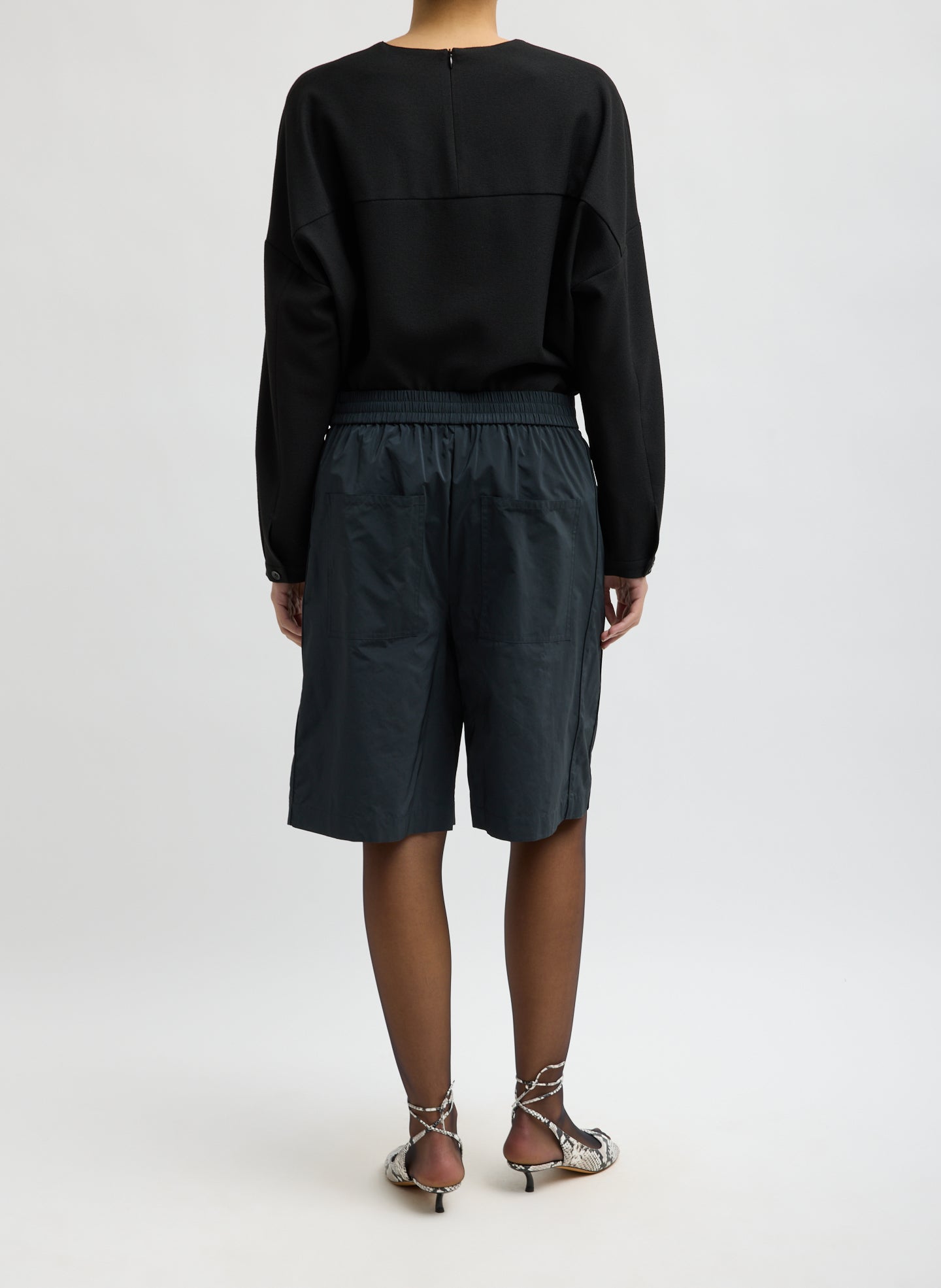Black Nylon Easy Short - back view on model