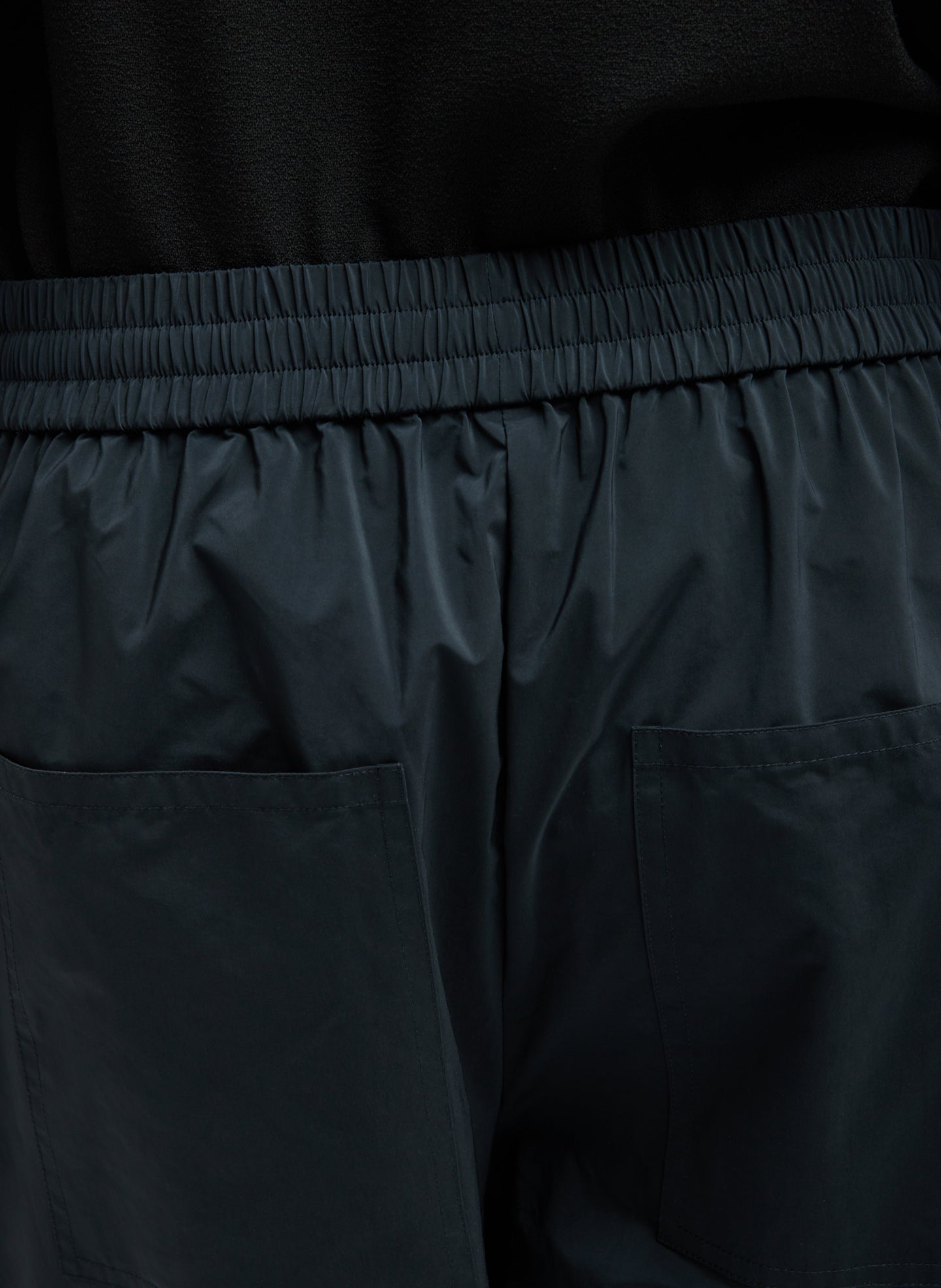 Black Nylon Easy Short - closeup of waistband