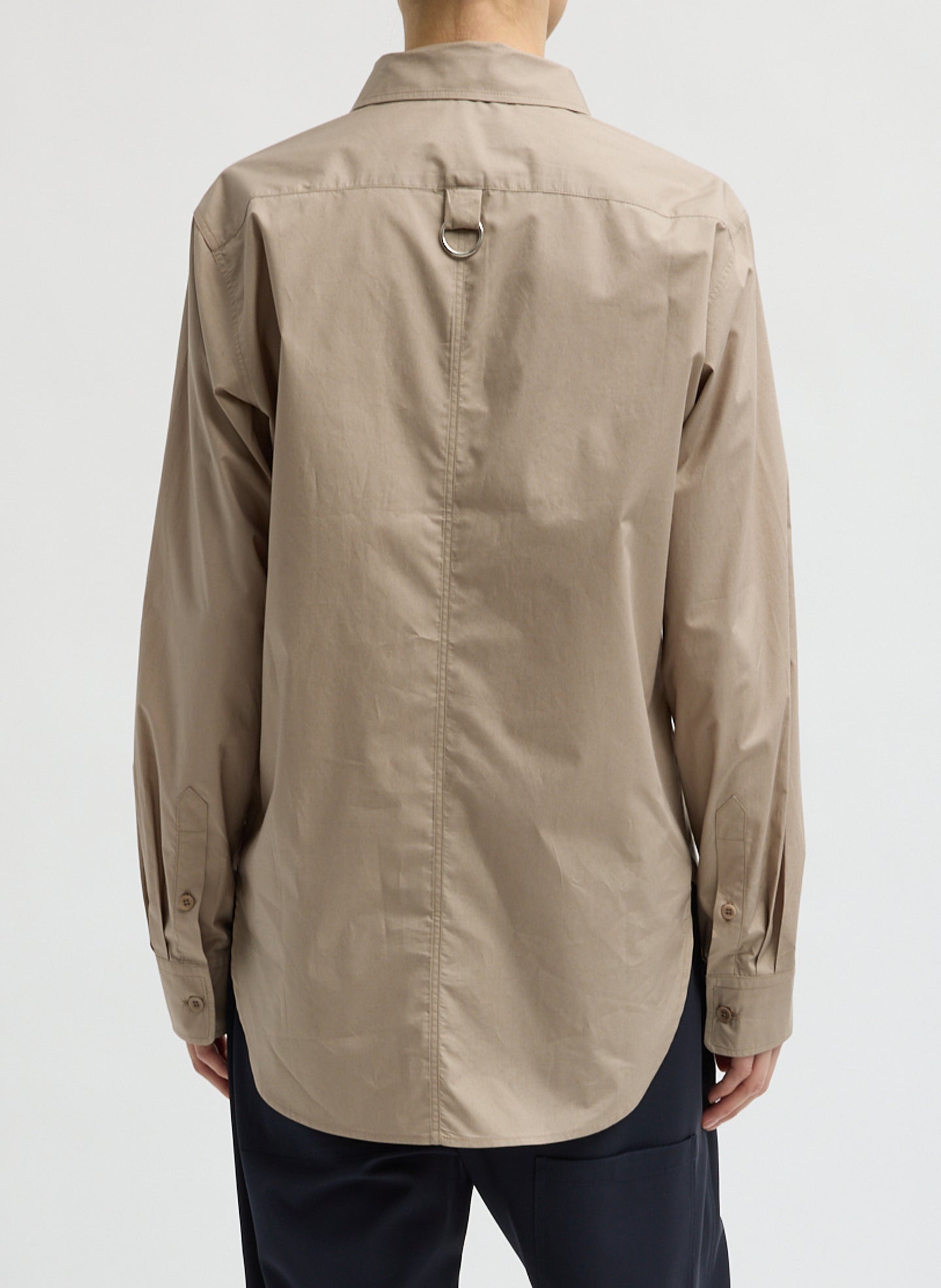 Dark Stone Beige Charlie Shirt - button down shirt, back view on model