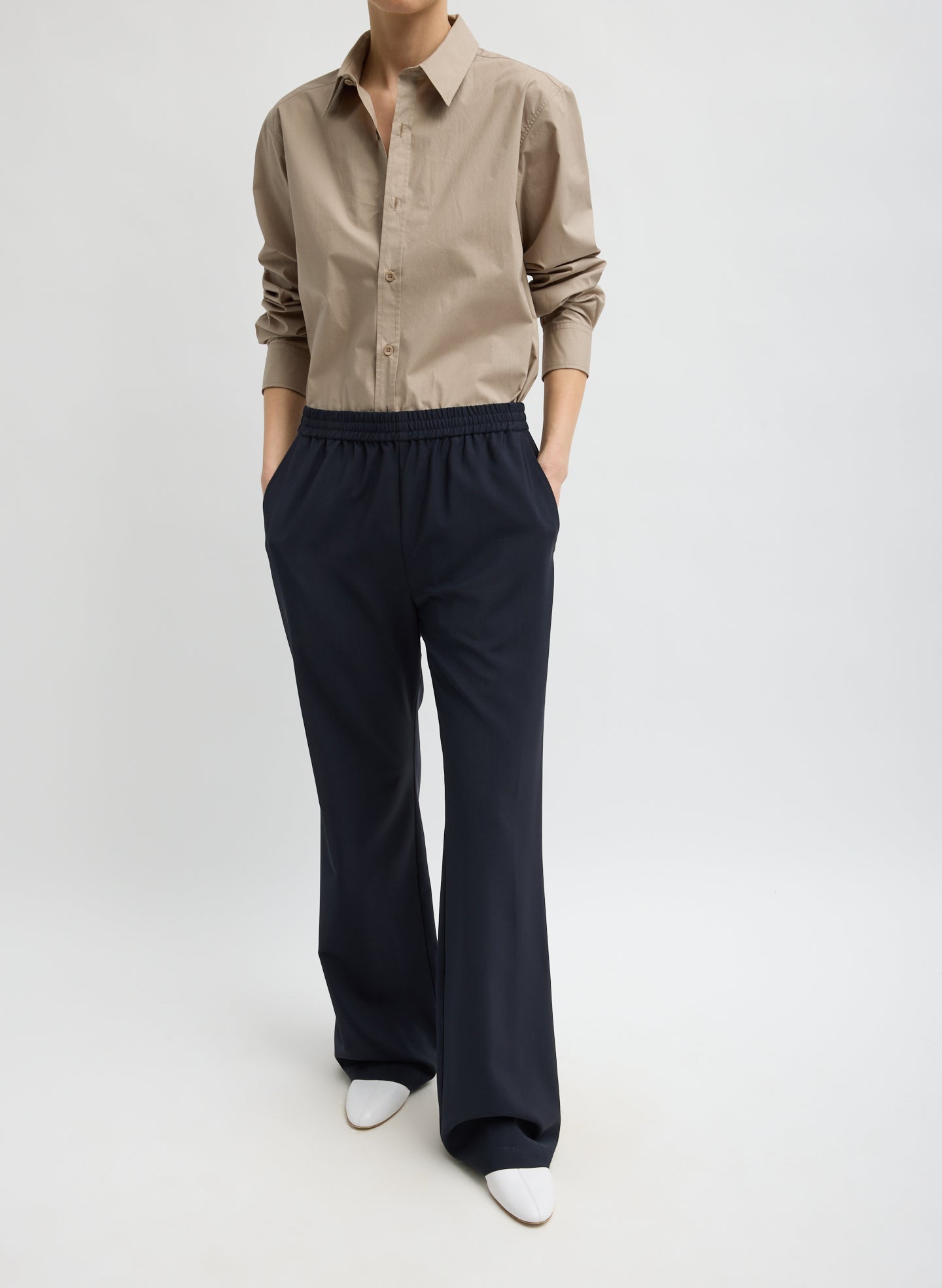 Dark Stone Beige Charlie Shirt - full look, front view on model