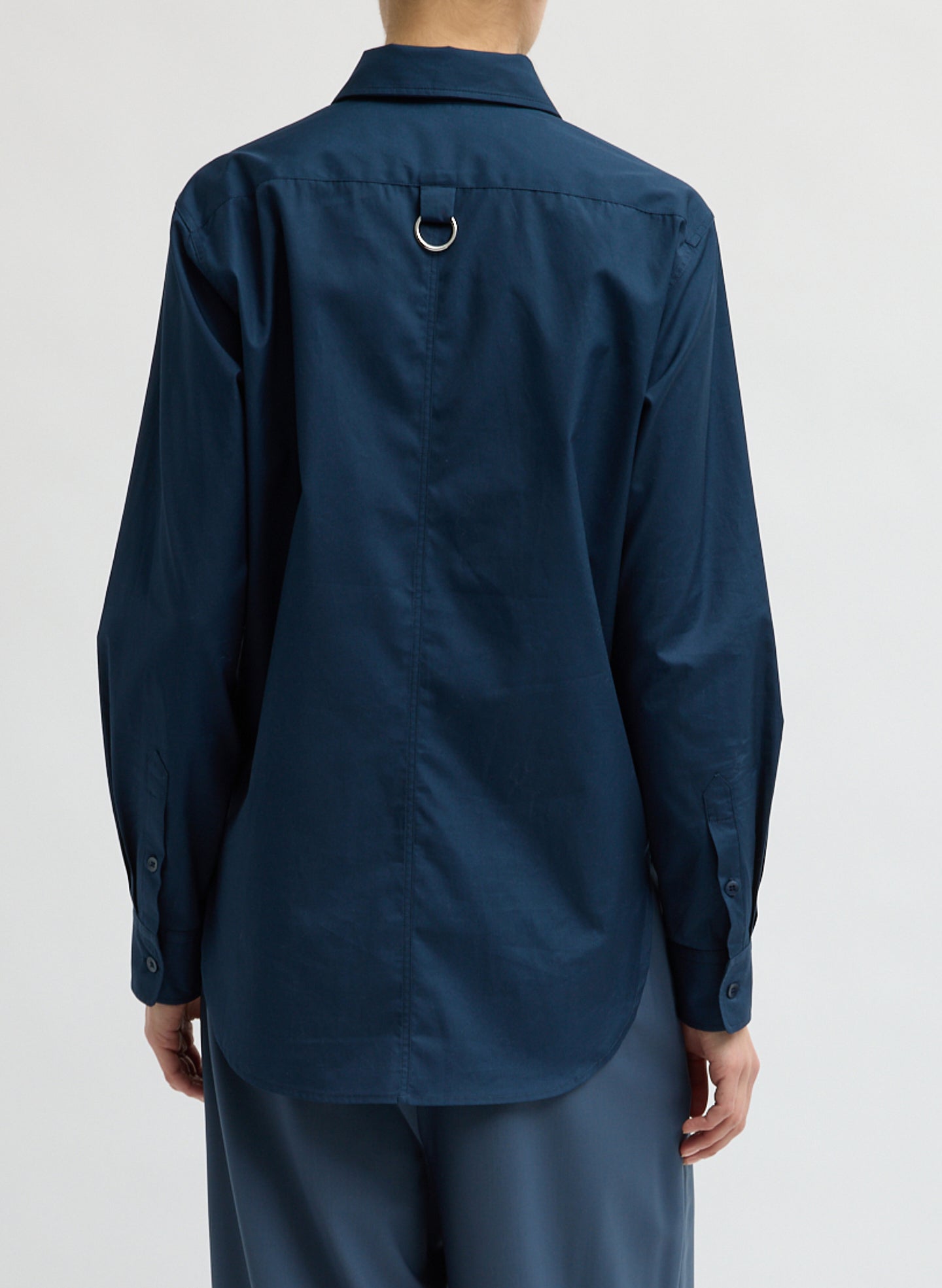 Navy Blue New Shirting Charlie Men's Slim Shirt - button down shirt, back view on model