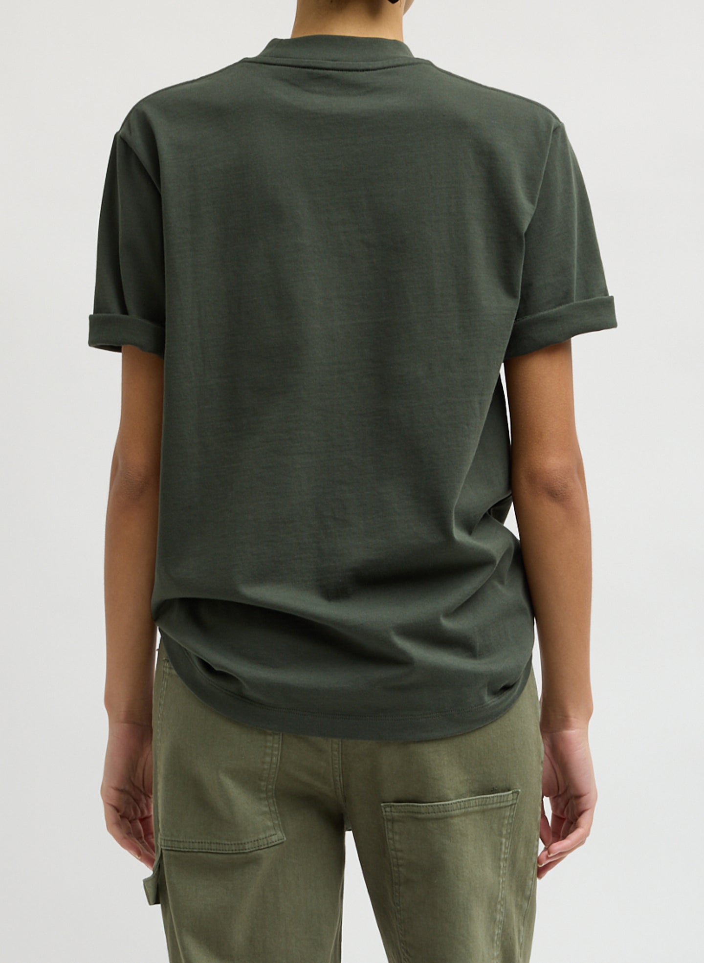 Dark Green Perfect Unisex T-Shirt - oversized t-shirt, back view on model