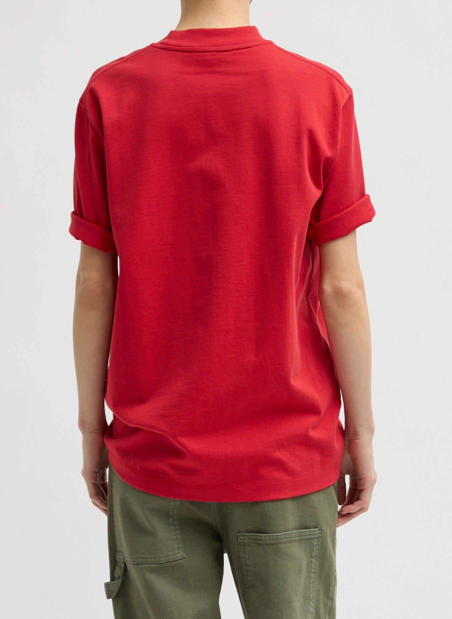 Red Perfect Unisex T-Shirt - oversized t-shirt, back view on model
