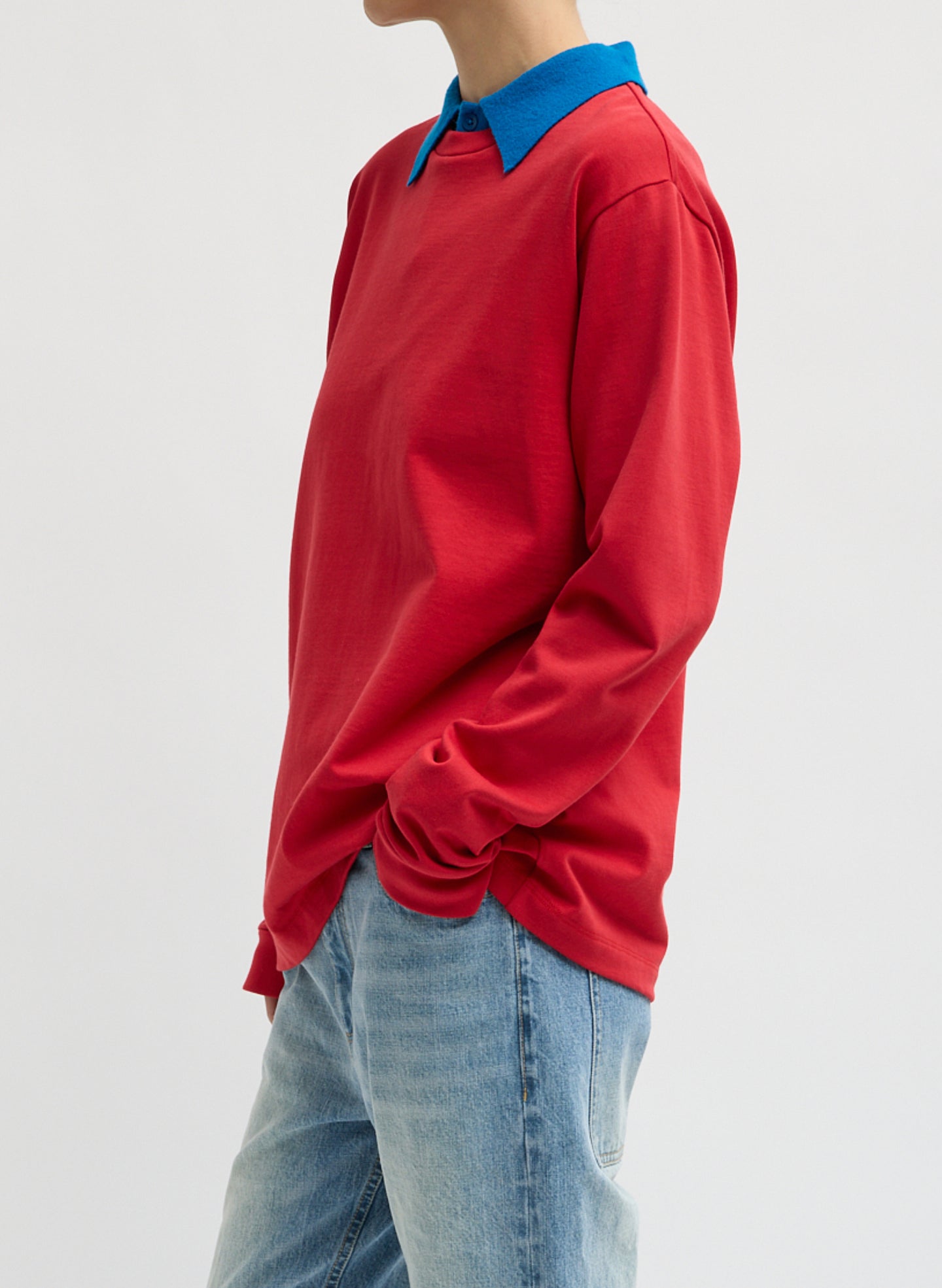 Red Perfect Unisex Long-Sleeve T-Shirt - long-sleeve t-shirt, side view on model