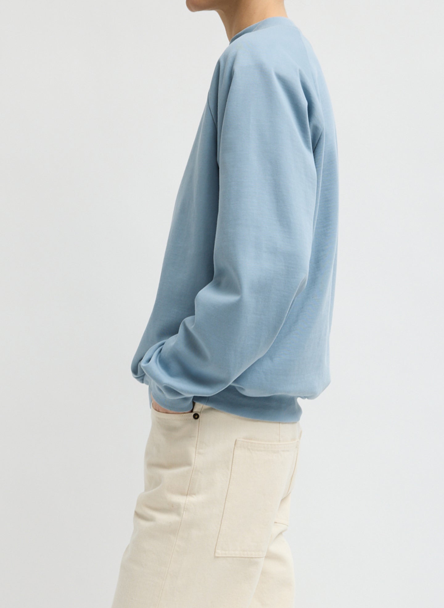 Light Blue Perfect T-Shirt Vintage Sweatshirt - v-neck sweatshirt, side view on model