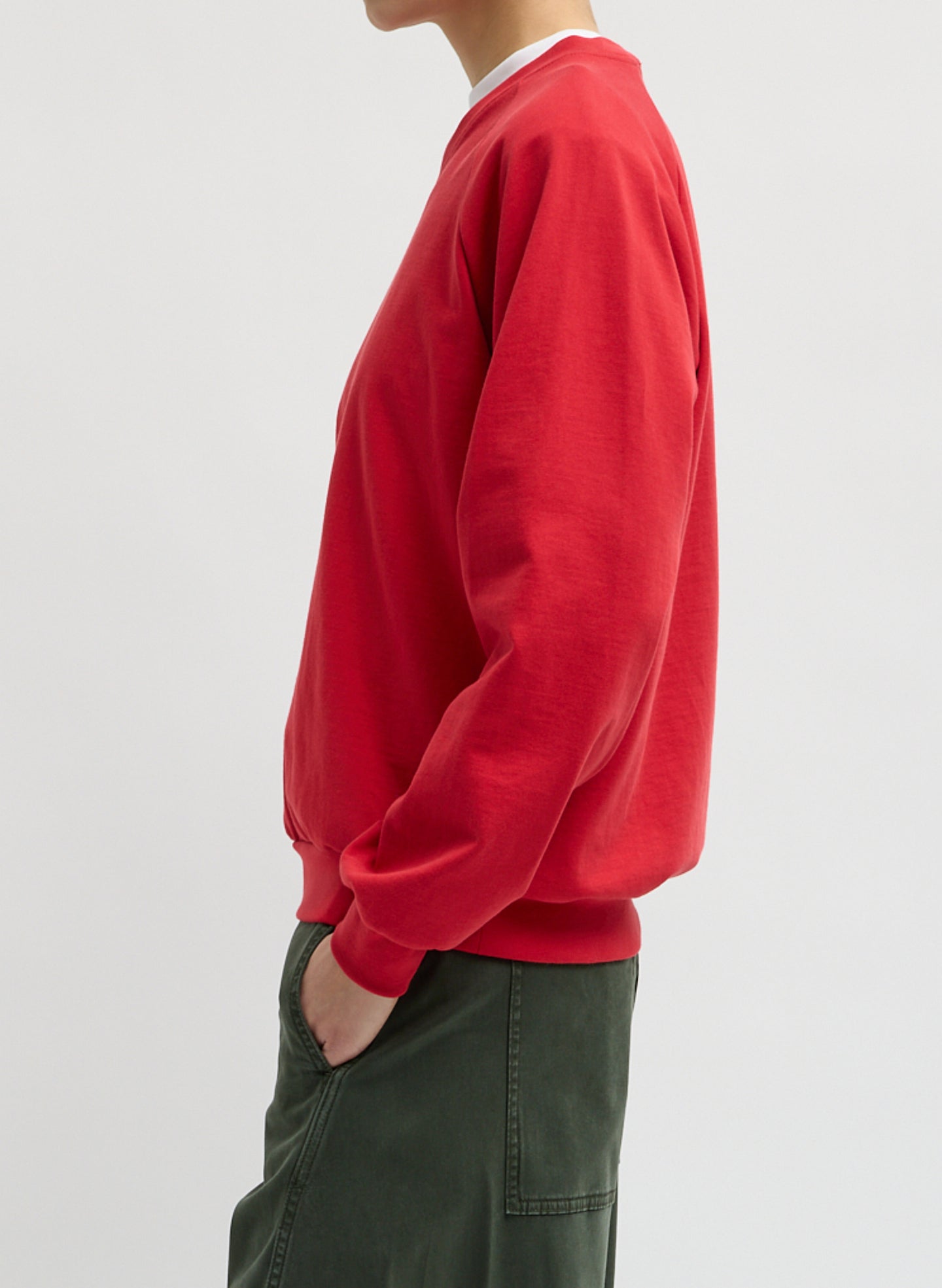 Red Perfect T-Shirt Vintage Sweatshirt - v-neck sweatshirt, side view on model