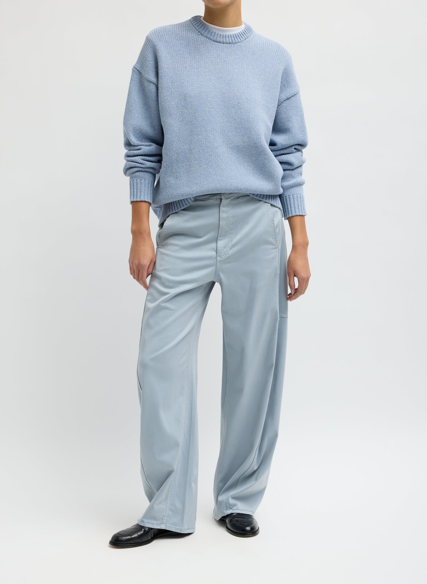 Cool Slate Garment Dyed Stretch Twill Sid Pant - barrel leg, front view on model