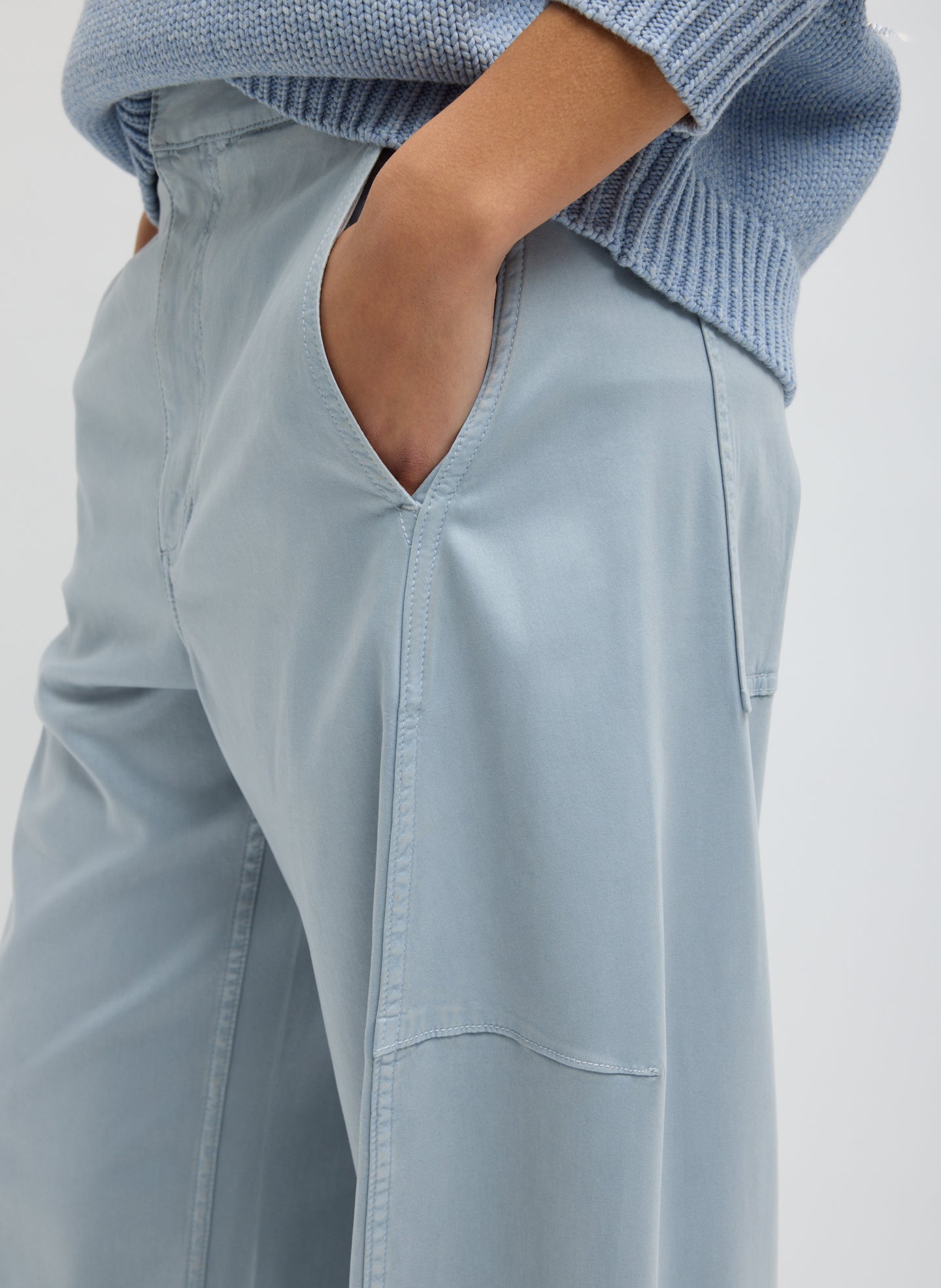 Cool Slate Garment Dyed Stretch Twill Sid Pant - closeup of pocket detail