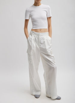 Stella Crispy Nylon Pleated Cargo Pant White-4