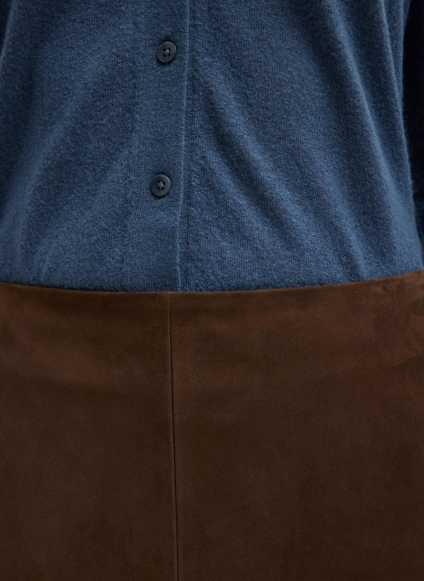 Brown Suede Pencil Skirt - closeup of waistband