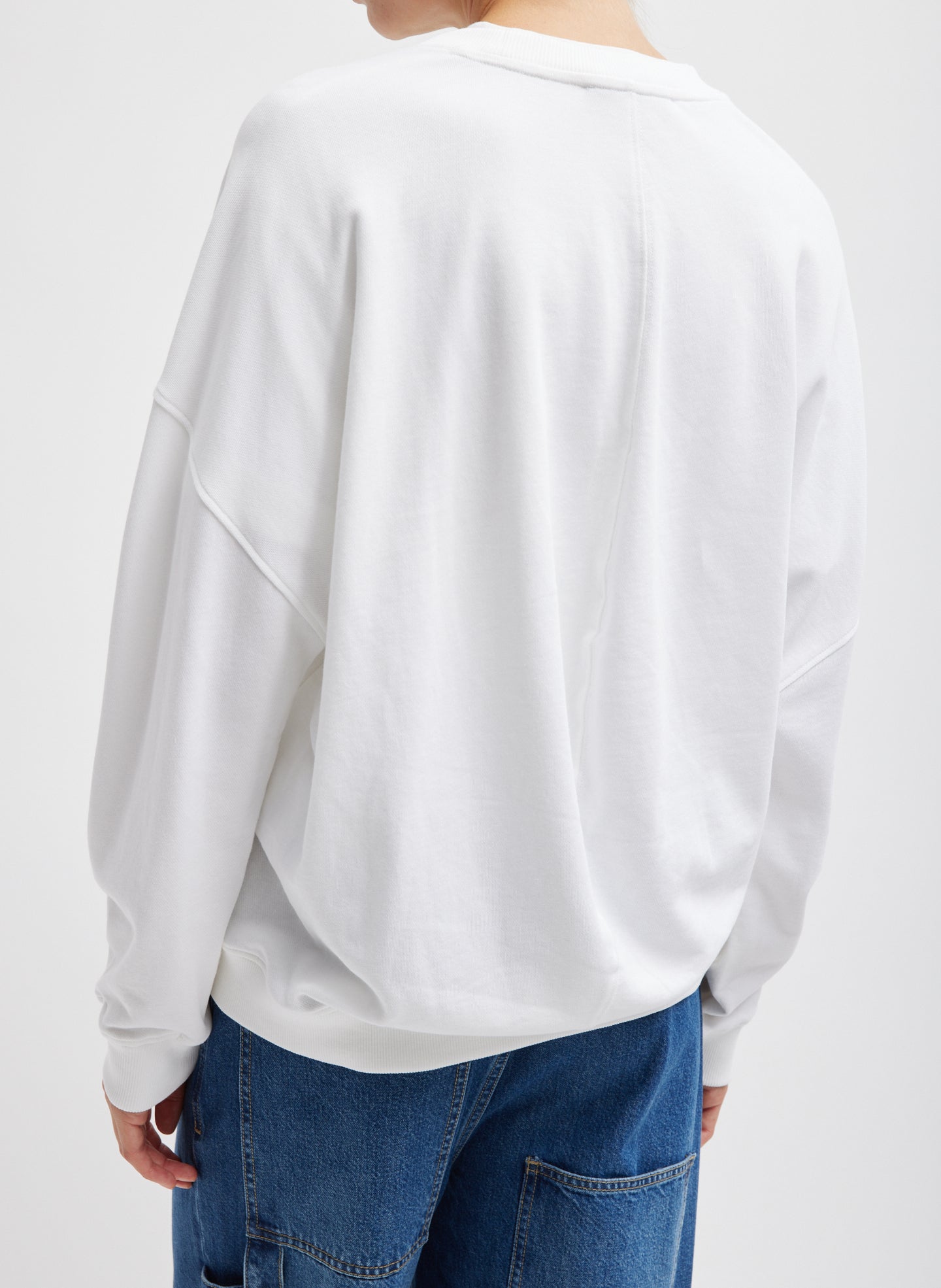White Light Weight Sweatshirting Crewneck Sweatshirt - back view on model