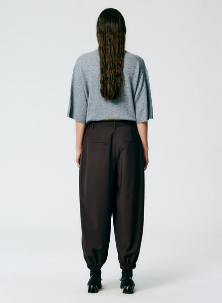 Eco Silk Pleated Balloon Pant in Brown