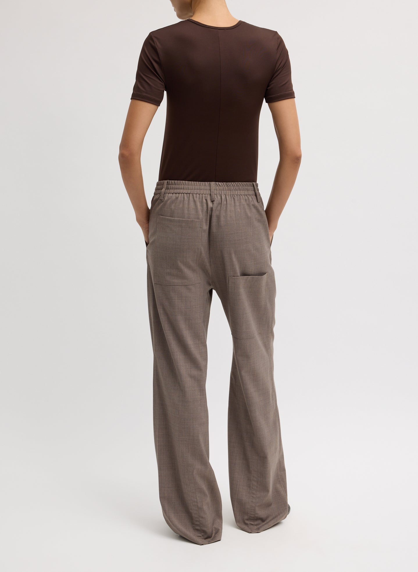 Cedar Melange Tropical Wool Scottie Jogger - back view on model