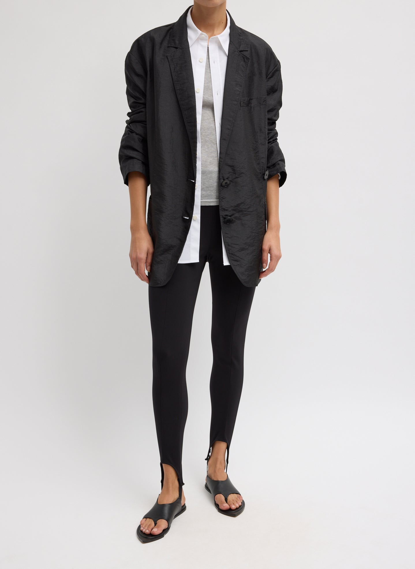 Compact Ultra Stretch Knit Stirrup Legging - full look, front view on model