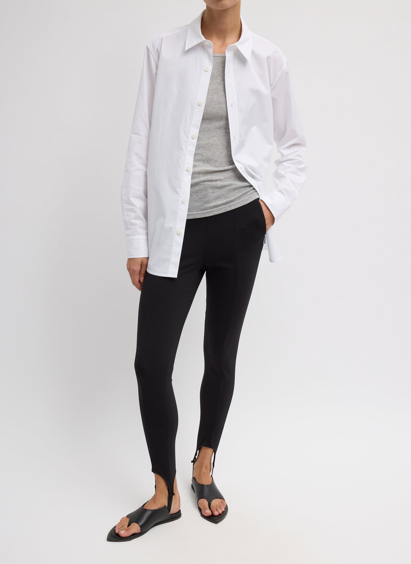 Compact Ultra Stretch Knit Stirrup Legging - full look, front view on model