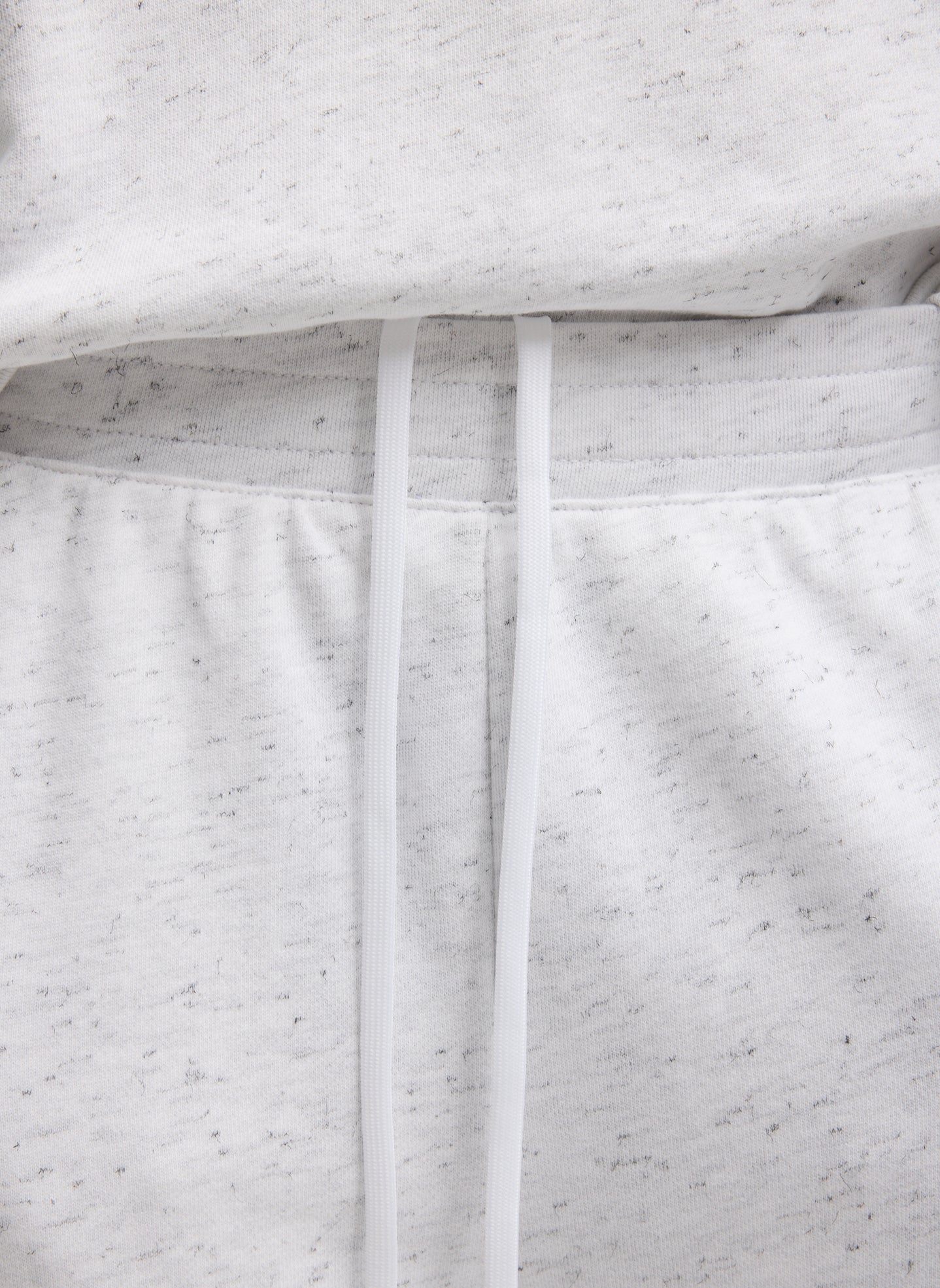 White Multi Spring Tweedy Sweatshirting Winslow Pant - closeup of drawstring detail at waistband