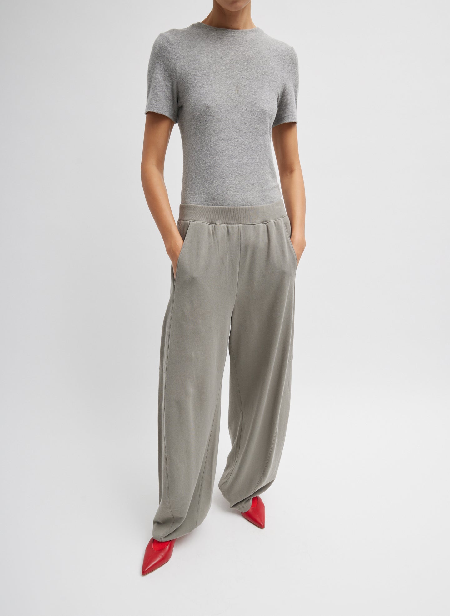 Dark Stone Grey Light Weight Sweatshirting Winslow Pant - full look, front view on model