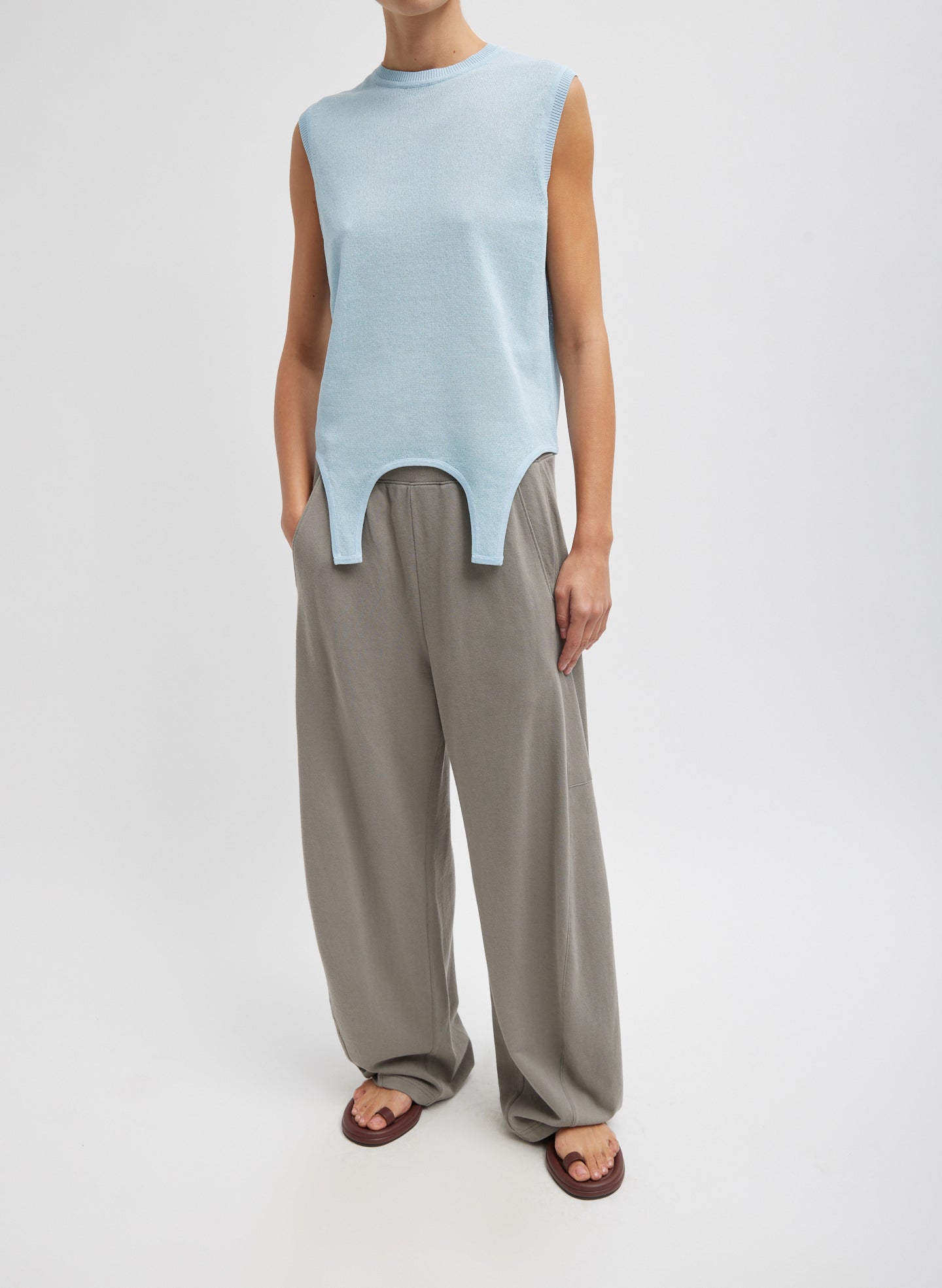 Dark Stone Grey Light Weight Sweatshirting Winslow Pant - full look, front view on model