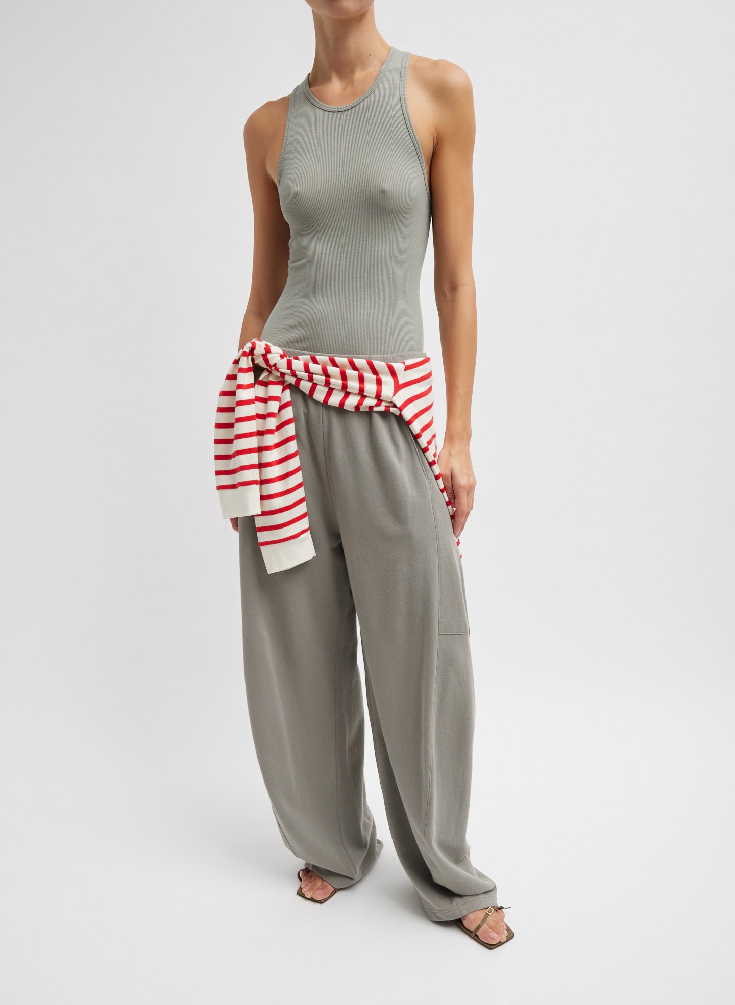 Dark Stone Grey Light Weight Sweatshirting Winslow Pant - full look, front view on model