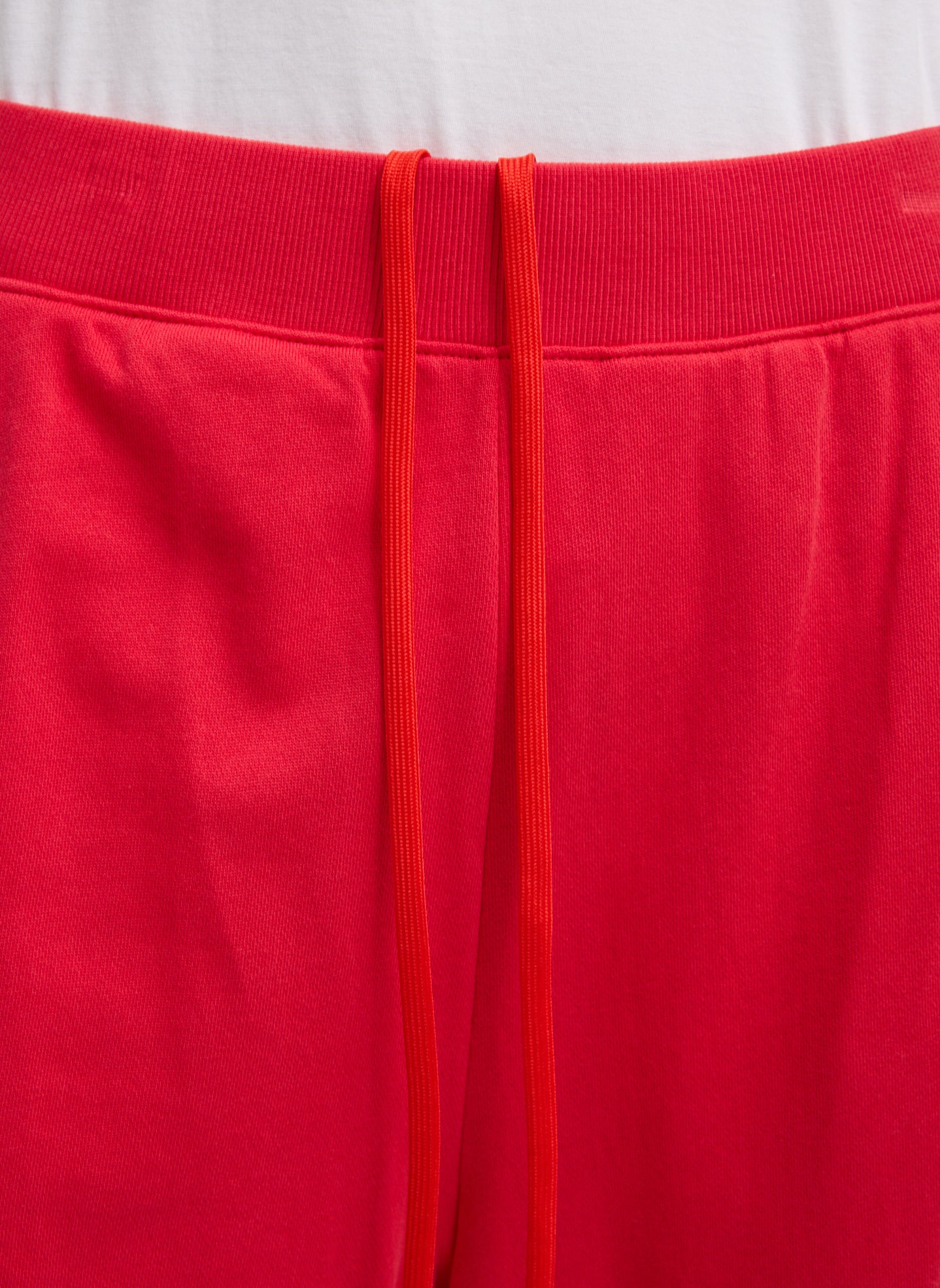 Red Light Weight Sweatshirting Winslow Pant - closeup of drawstring detail at waistband