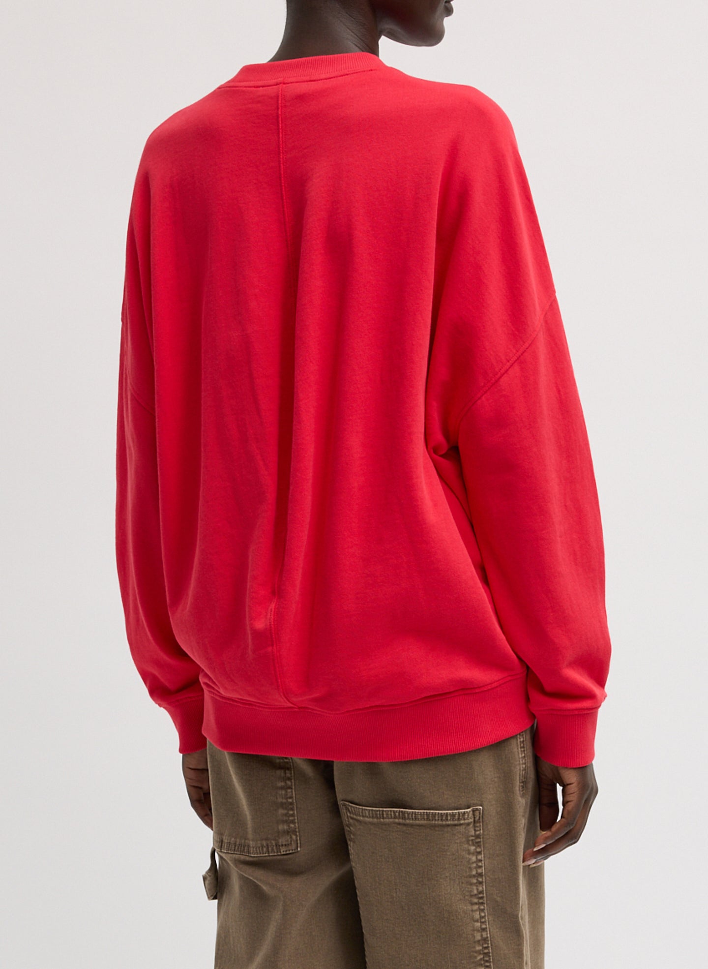 Red Light Weight Sweatshirting Crewneck Sweatshirt - back view on model
