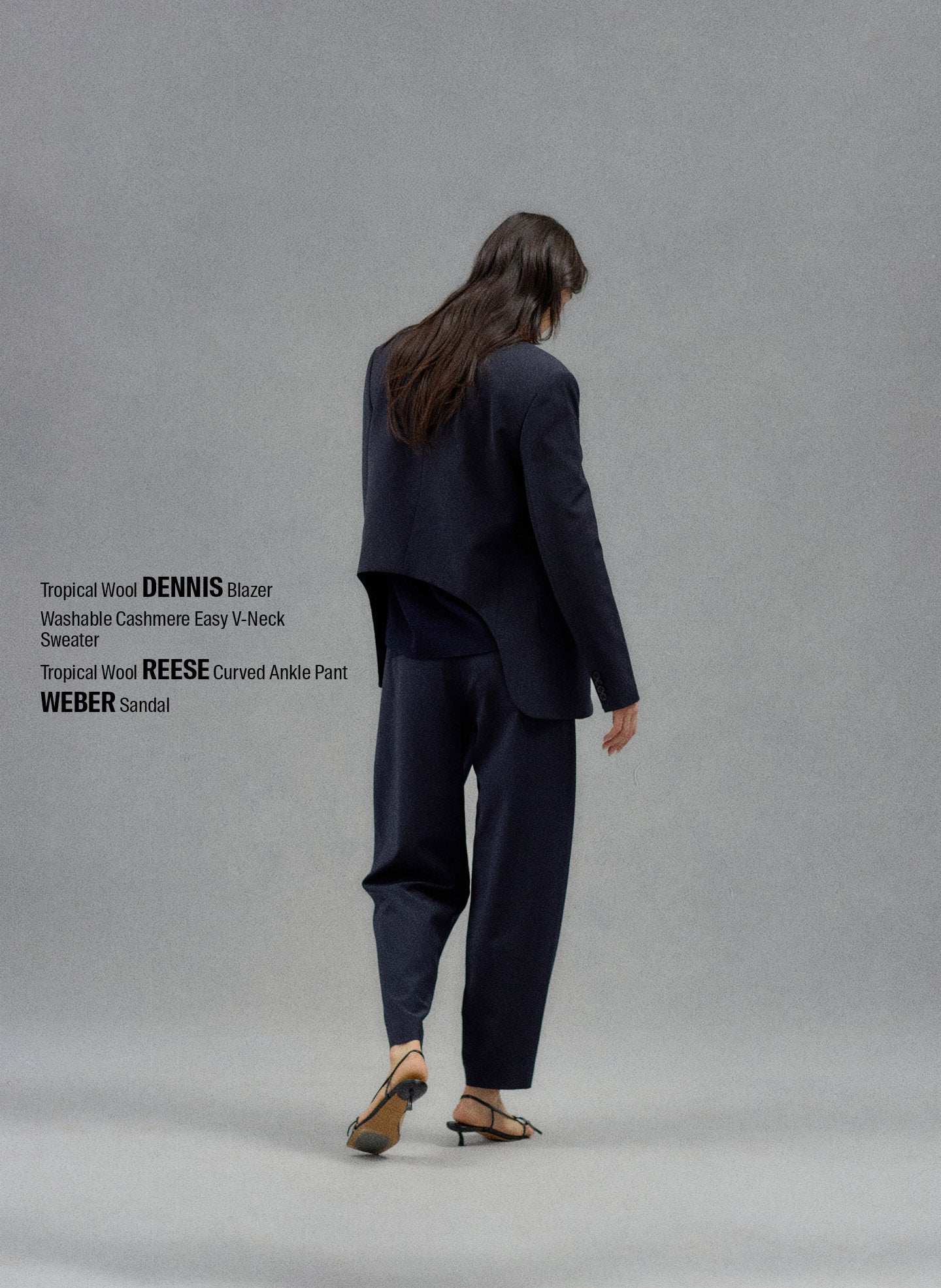Black Tropical Wool Dennis Cutout Blazer - editorial campaign on model