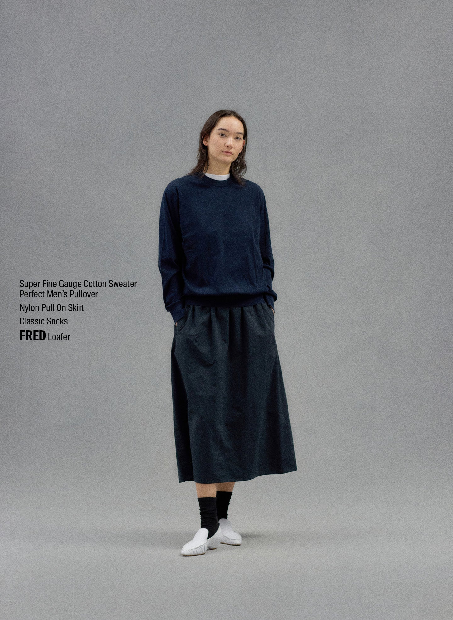 Black Nylon Pull On Full Skirt - editorial campaign on model