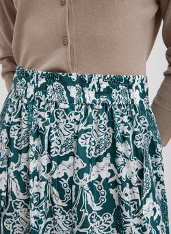 Recycled Nylon Batik Full Skirt Hunter Green Multi-2