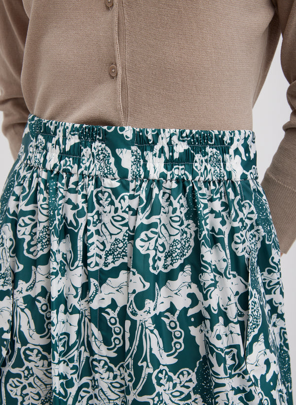 Recycled Nylon Batik Full Skirt - Hunter Green Multi-2