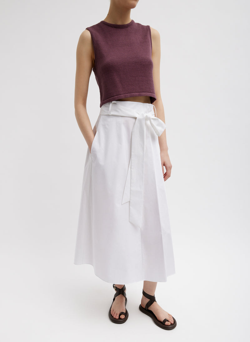 Eco Poplin Back Wrap Skirt White-2