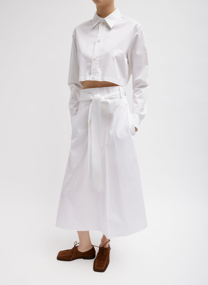 Eco Poplin Back Wrap Skirt White-1