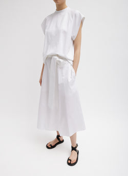 Eco Poplin Back Wrap Skirt White-7