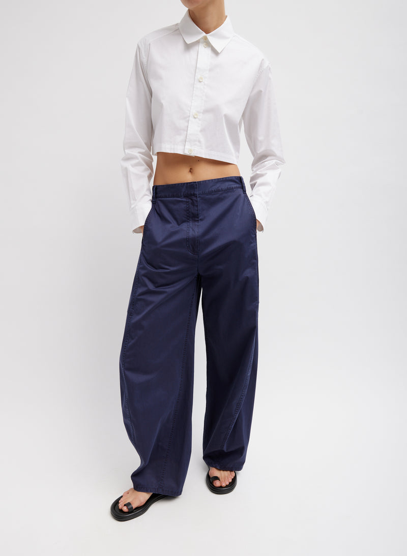 Garment Dyed Silky Cotton Sid Pant Navy-2
