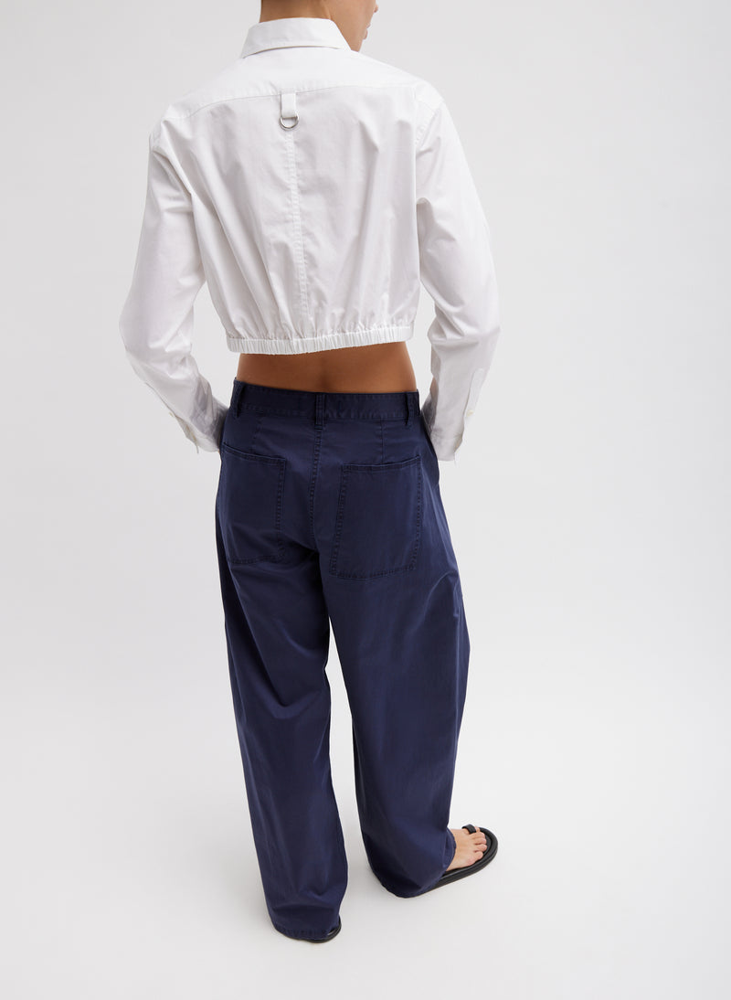 Garment Dyed Silky Cotton Sid Pant Navy-3