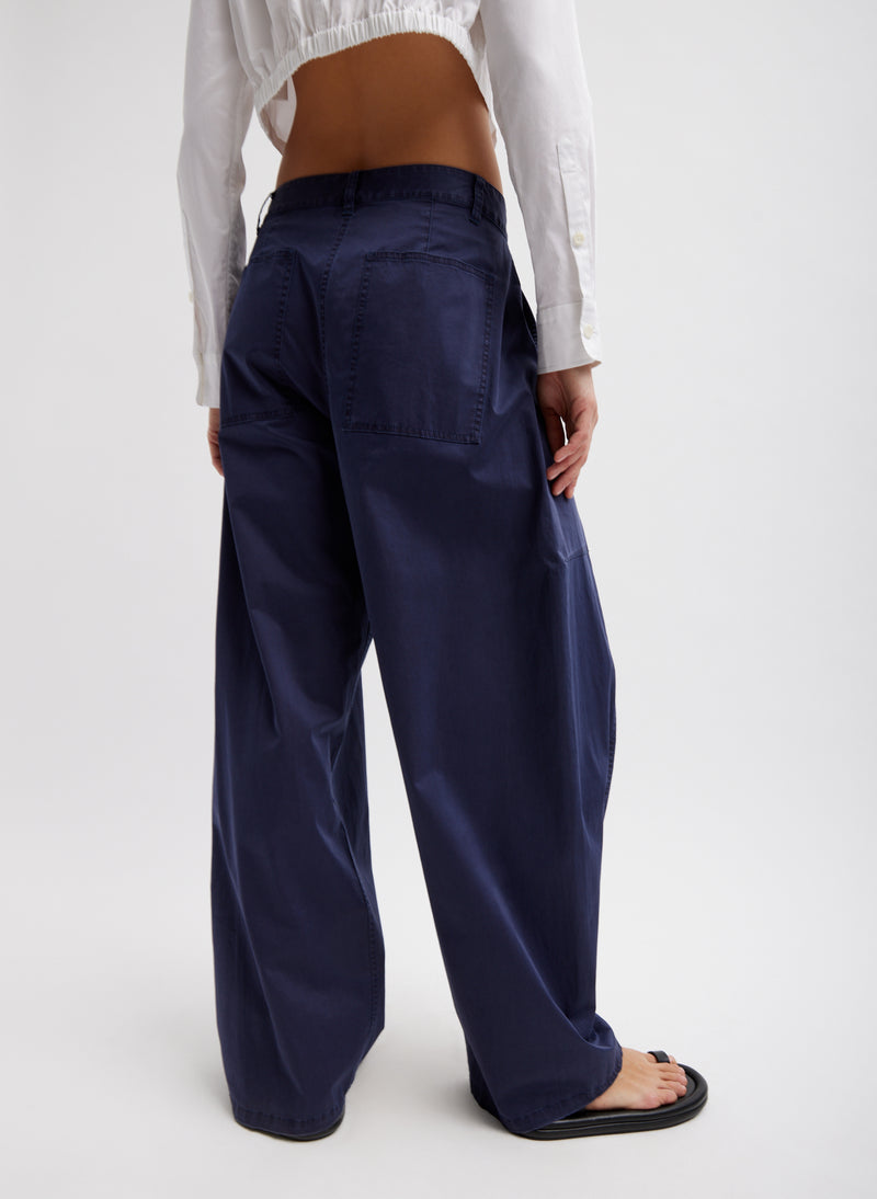 Garment Dyed Silky Cotton Sid Pant Navy-1
