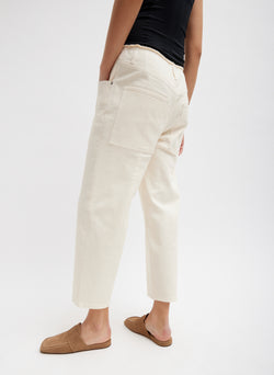 Garment Dyed Stretch Twill Cropped Newman Jean Ivory-2