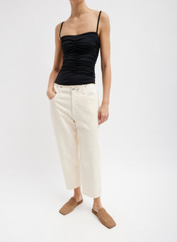 Garment Dyed Stretch Twill Cropped Newman Jean Ivory-3