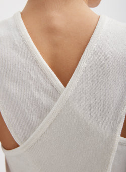 Cotton Criss Cross Cropped Sleeveless Sweater White-2