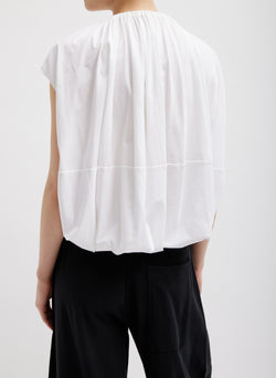 T-Shirting Shirred Neck Circular Top White-2