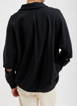 Summer Sweatshirting Polo Collar Sweatshirt Black-3