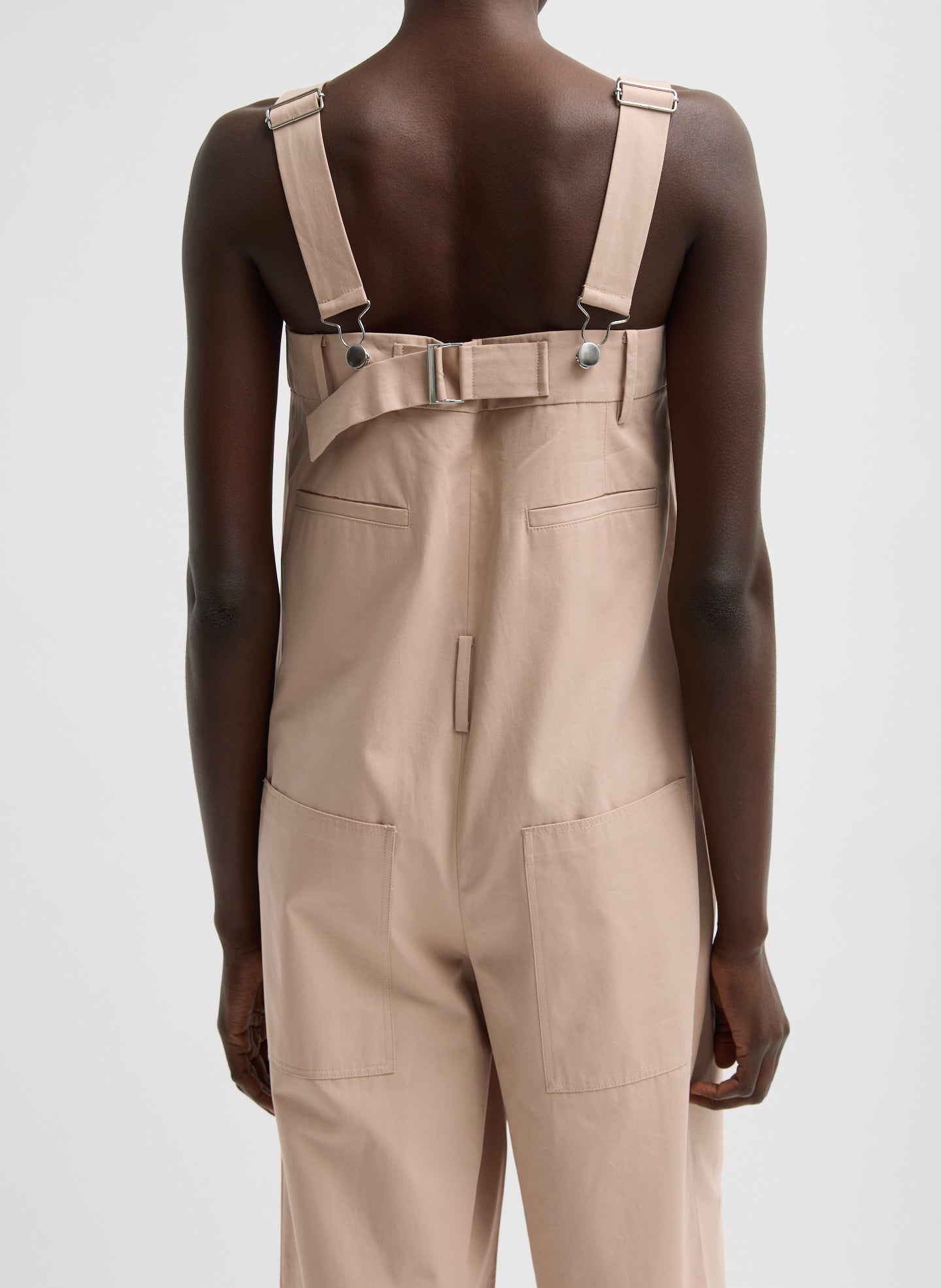 Cameo Pink Bio Twill Overall Wide Leg Pant - closeup of back view